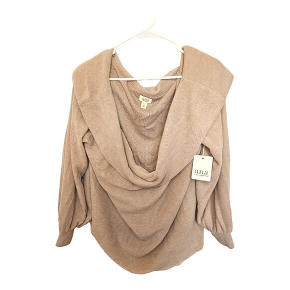 NEW ANA Women's Plus Size Fleece Cowl Neck Top with 3/4 Sleeves Brown (Size: 1X) - Picture 1 of 6